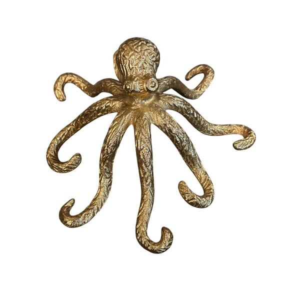 Solid Brass Octopus | Sea Life Nautical Home Accent, Coastal Style - Picture 1 of 3